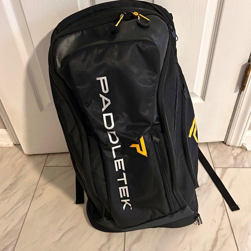Paddletek Pickleball Backpack Gear Bag Multiple Compartments Black/Yellow